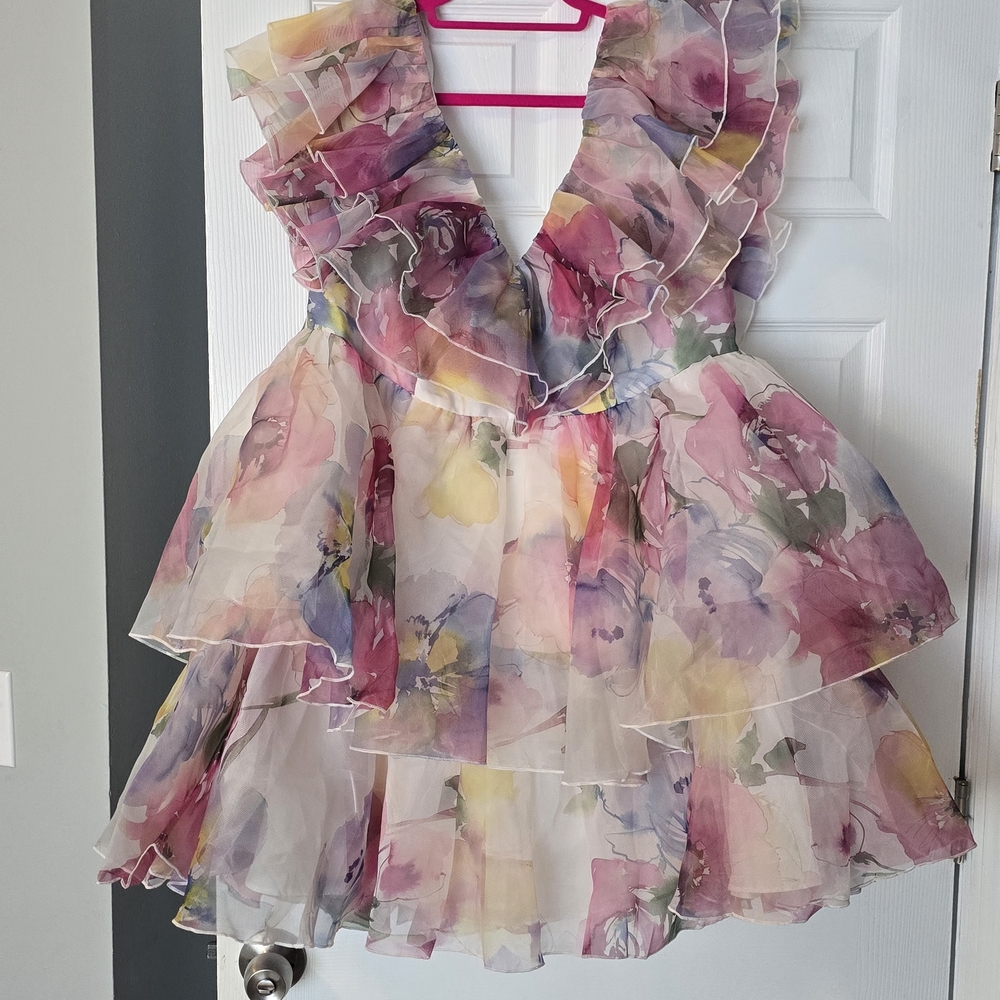 ASOS Curve Floral Ruffle Midi Dress - Multicolor